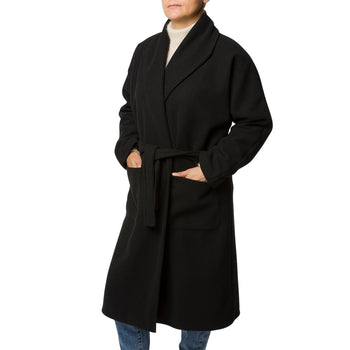 Cappotto lungo nero da donna con chiusura con cintura Swish Jeans, Abbigliamento Donna, SKU j613000173, Immagine 0